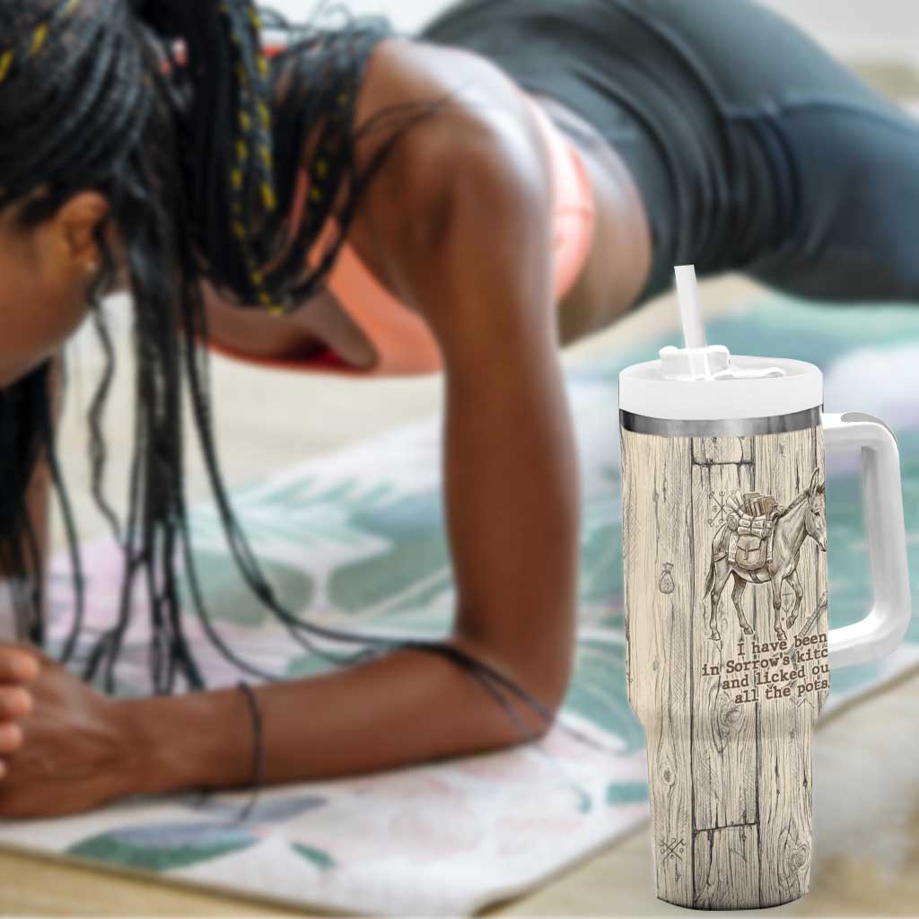 Zora Neale Hurston Tumbler With Handle Rustic Wood Engraved Style Illustration Joyful Portrait with Book and Map Donkey - African Pride