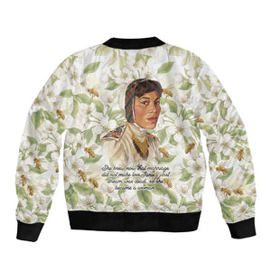 Zora Neale Hurston Bomber Jacket Floral Illustration Featuring Janie’s Dream from Their Eyes Were Watching God - African Pride
