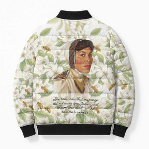 Zora Neale Hurston Bomber Puffer Jacket Floral Illustration Featuring Janie’s Dream from Their Eyes Were Watching God - African Pride