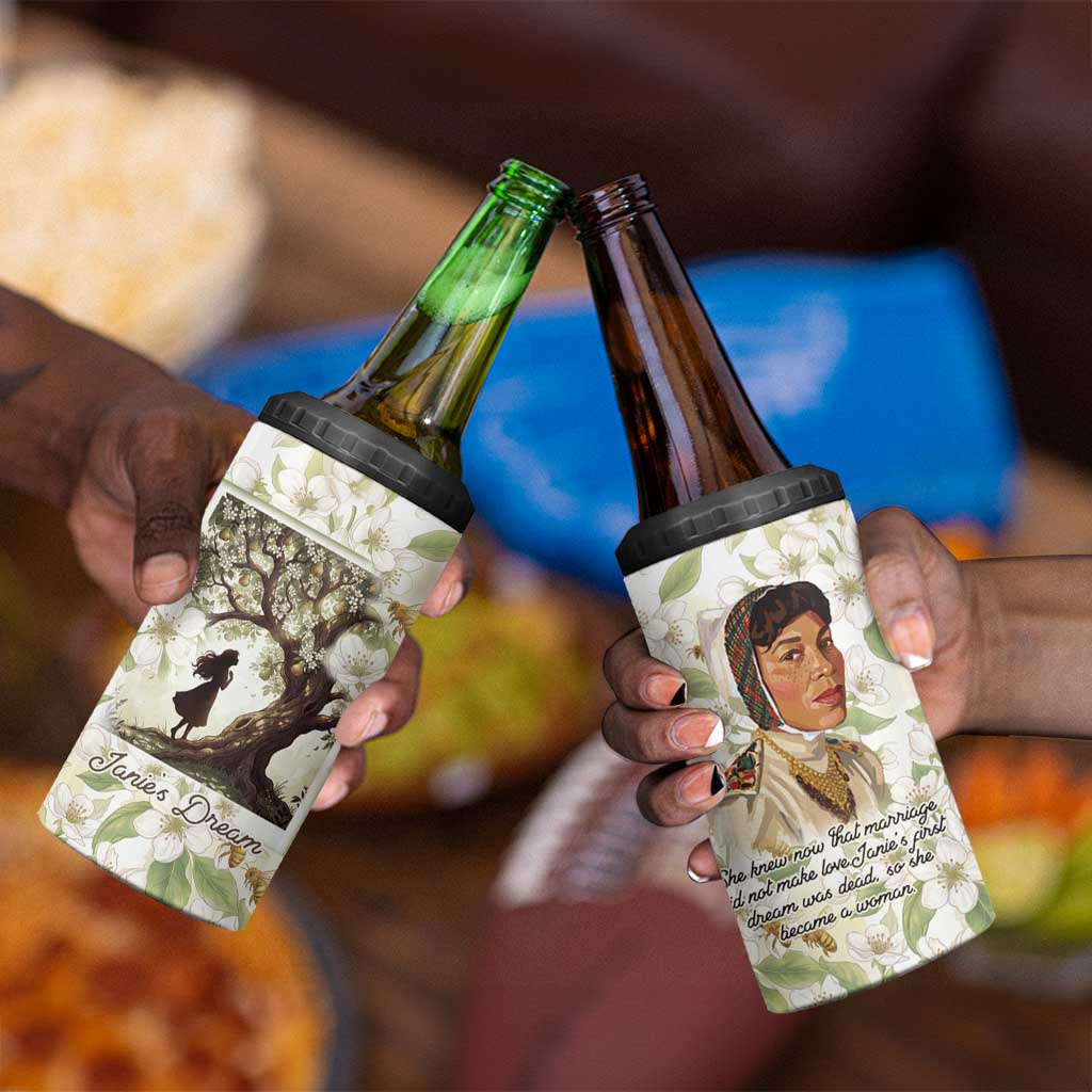 Zora Neale Hurston 4 in 1 Can Cooler Tumbler Floral Illustration Featuring Janie’s Dream from Their Eyes Were Watching God - African Pride