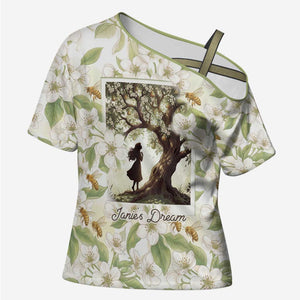 Zora Neale Hurston Cross Shoulder Shirt Floral Illustration Featuring Janie’s Dream from Their Eyes Were Watching God - African Pride