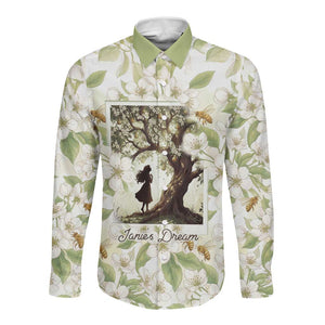 Zora Neale Hurston Long Sleeve Button Shirt Floral Illustration Featuring Janie’s Dream from Their Eyes Were Watching God - African Pride