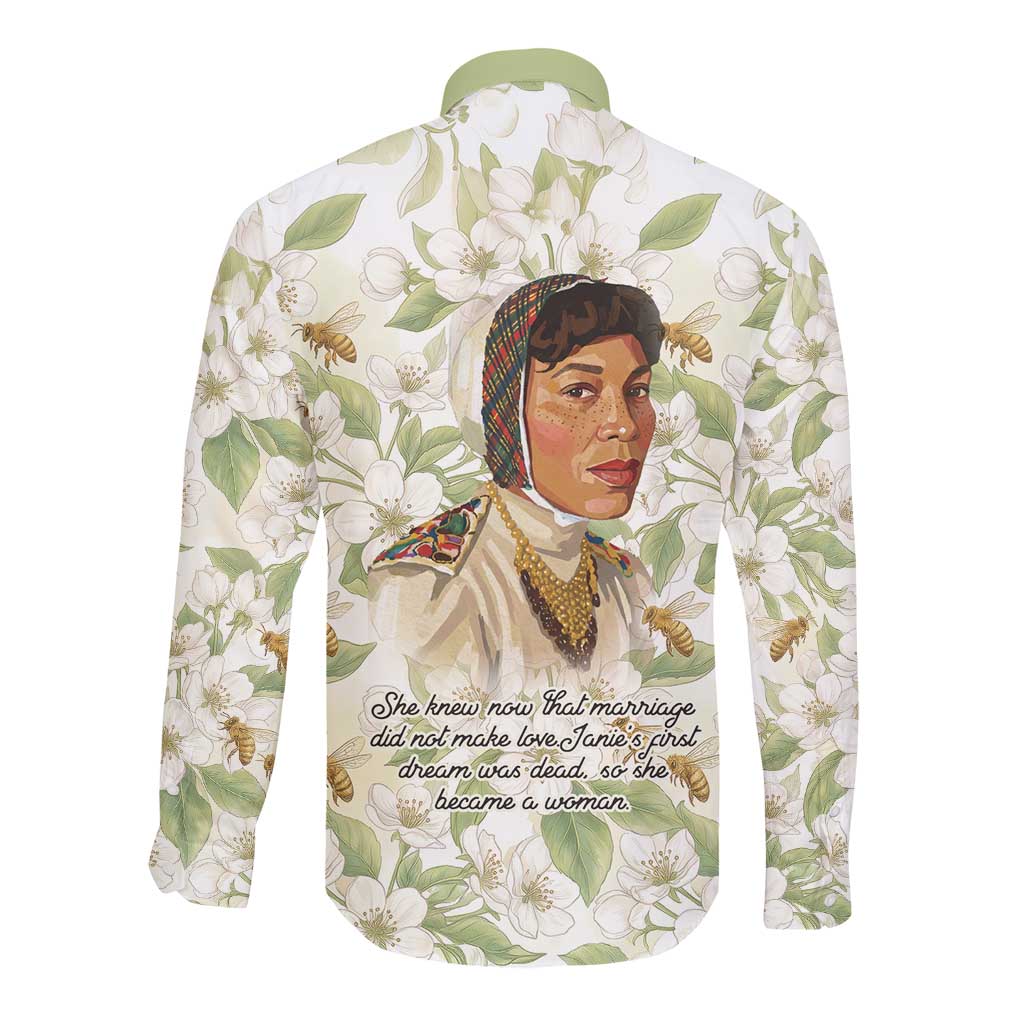 Zora Neale Hurston Long Sleeve Button Shirt Floral Illustration Featuring Janie’s Dream from Their Eyes Were Watching God - African Pride