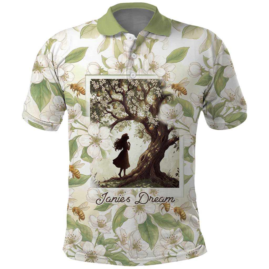 Zora Neale Hurston Polo Shirt Floral Illustration Featuring Janie’s Dream from Their Eyes Were Watching God - African Pride