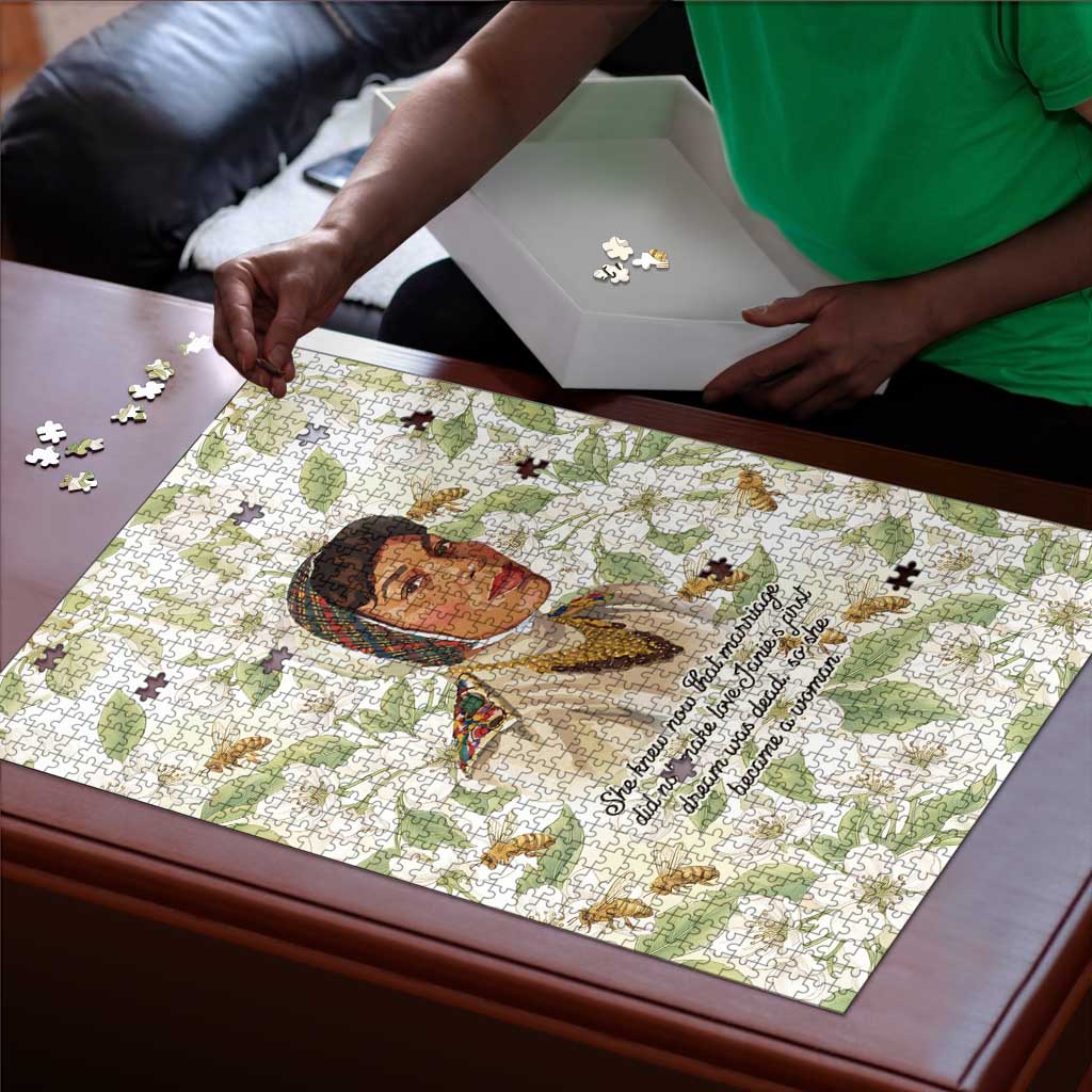 Zora Neale Hurston Puzzle Floral Illustration Featuring Janie’s Dream from Their Eyes Were Watching God - African Pride