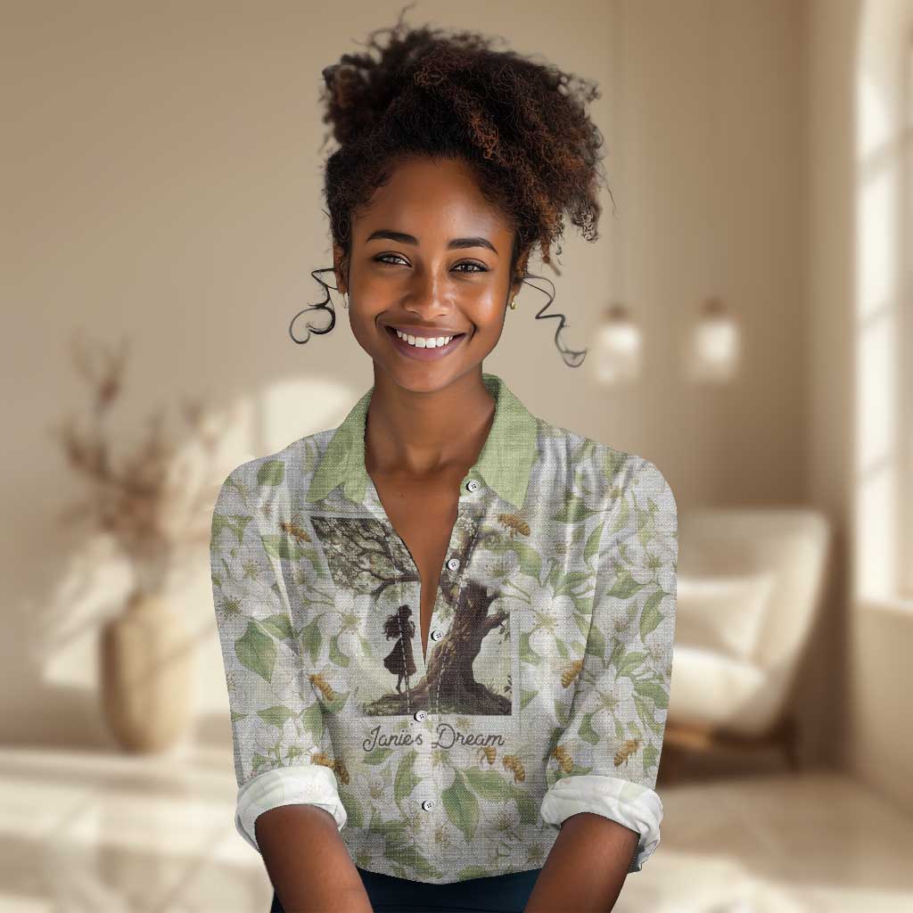 Zora Neale Hurston Women Casual Shirt Floral Illustration Featuring Janie’s Dream from Their Eyes Were Watching God - African Pride