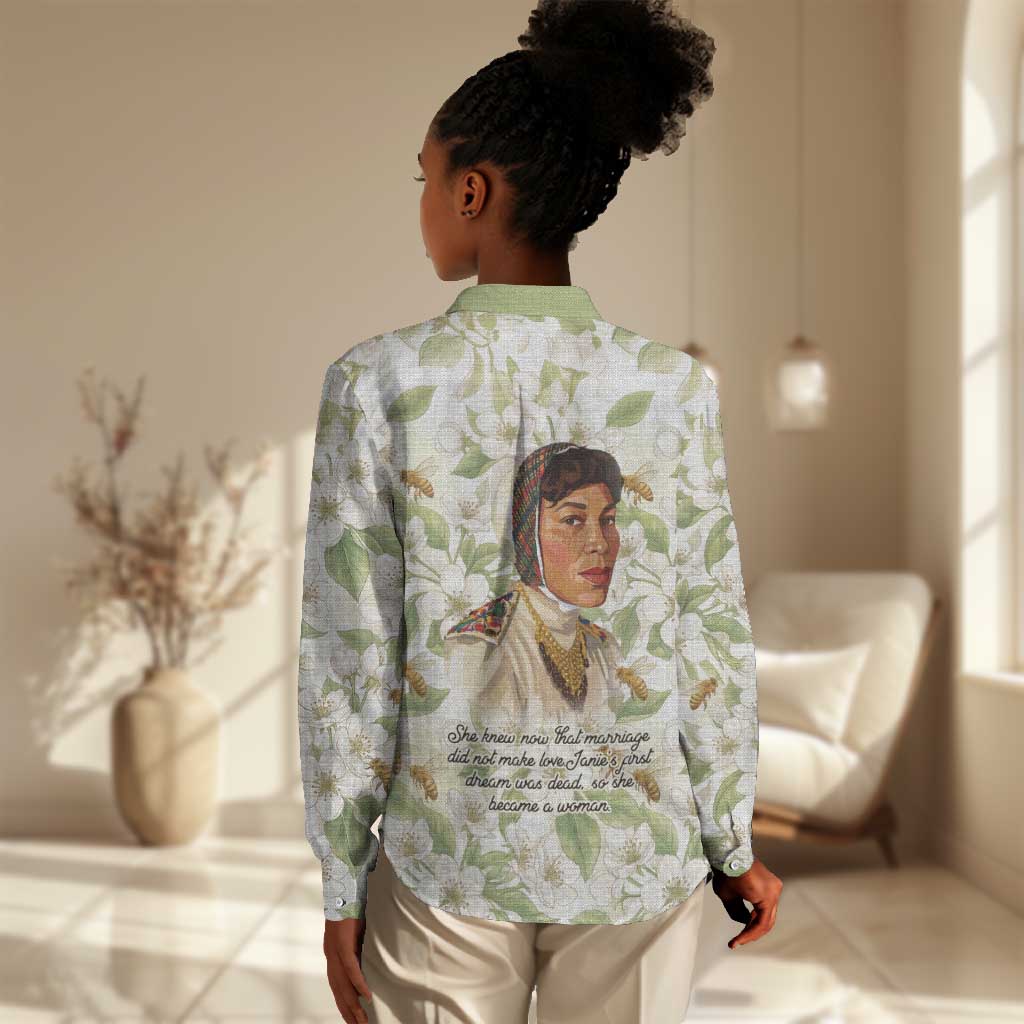 Zora Neale Hurston Women Casual Shirt Floral Illustration Featuring Janie’s Dream from Their Eyes Were Watching God - African Pride