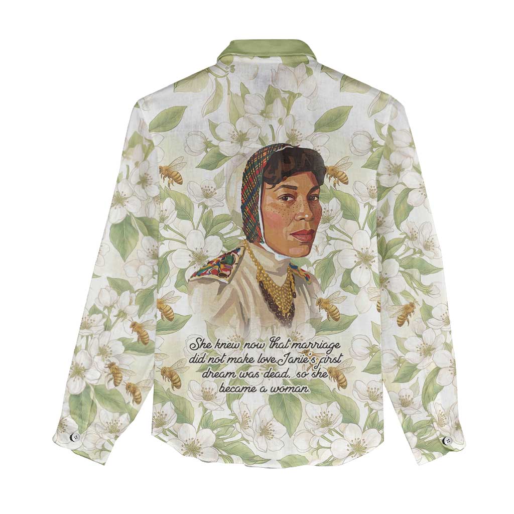 Zora Neale Hurston Women Casual Shirt Floral Illustration Featuring Janie’s Dream from Their Eyes Were Watching God - African Pride