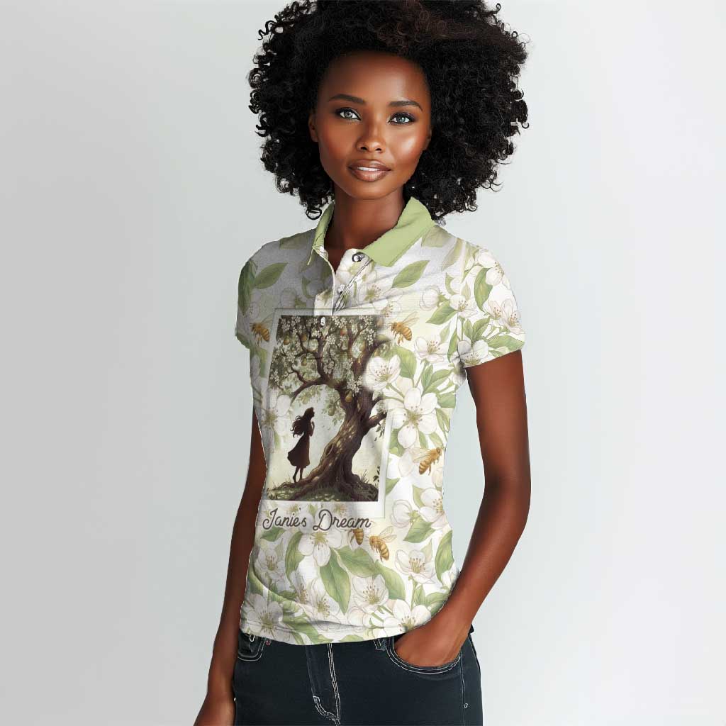 Zora Neale Hurston Women Polo Shirt Floral Illustration Featuring Janie’s Dream from Their Eyes Were Watching God - African Pride