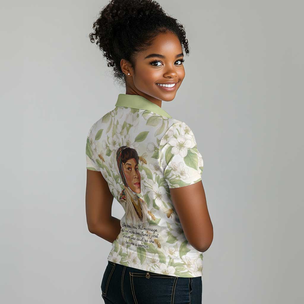 Zora Neale Hurston Women Polo Shirt Floral Illustration Featuring Janie’s Dream from Their Eyes Were Watching God - African Pride