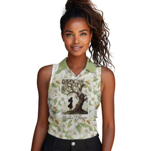Zora Neale Hurston Women Sleeveless Polo Shirt Floral Illustration Featuring Janie’s Dream from Their Eyes Were Watching God - African Pride