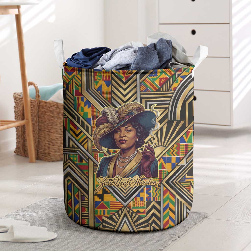 Zora Neale Hurston Laundry Basket Bold Kente and Art Deco Pattern - I Am Not Tragically Colored - African Pride