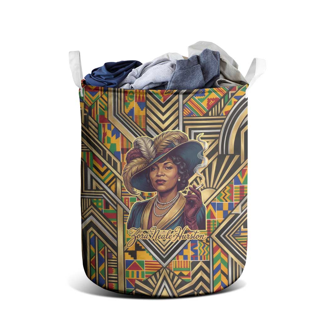 Zora Neale Hurston Laundry Basket Bold Kente and Art Deco Pattern - I Am Not Tragically Colored - African Pride