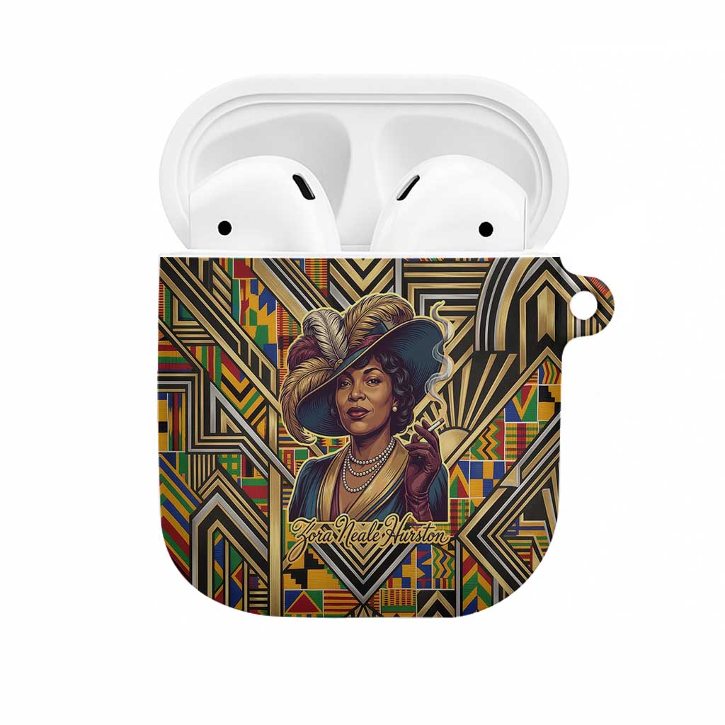 Zora Neale Hurston AirPods Case Bold Kente and Art Deco Pattern - I Am Not Tragically Colored - African Pride
