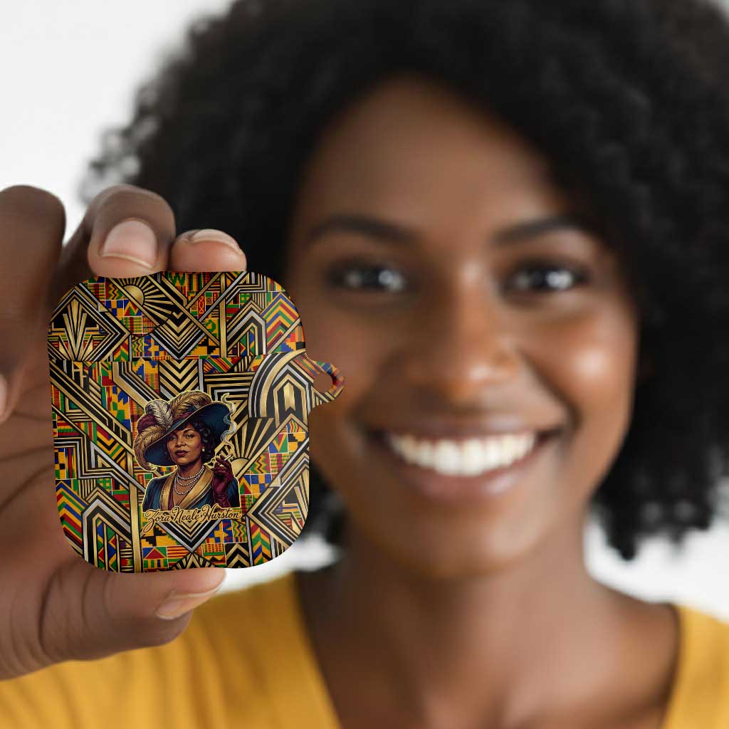 Zora Neale Hurston AirPods Case Bold Kente and Art Deco Pattern - I Am Not Tragically Colored - African Pride