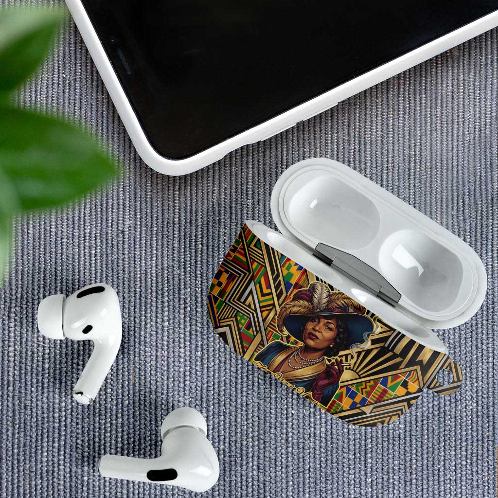 Zora Neale Hurston AirPods Case Bold Kente and Art Deco Pattern - I Am Not Tragically Colored - African Pride