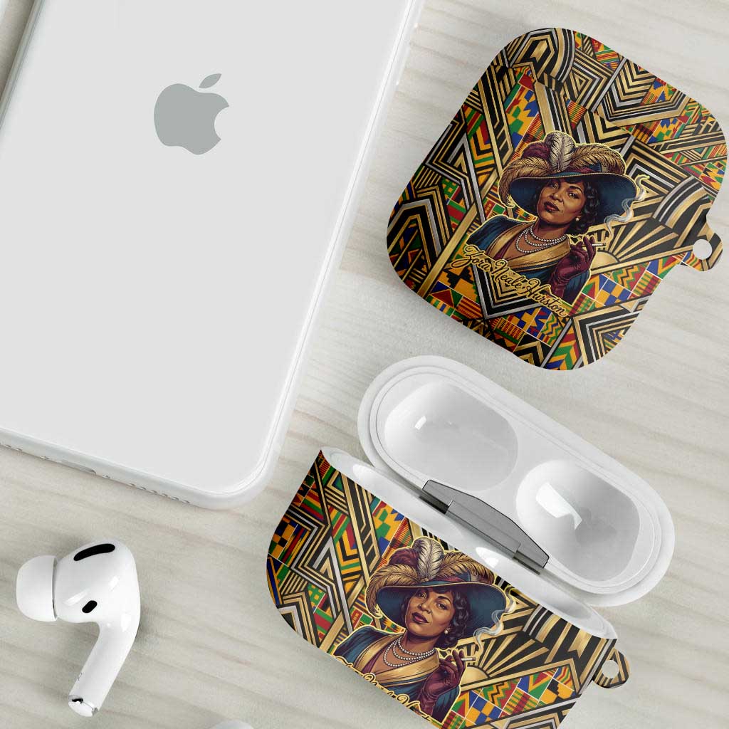 Zora Neale Hurston AirPods Case Bold Kente and Art Deco Pattern - I Am Not Tragically Colored - African Pride