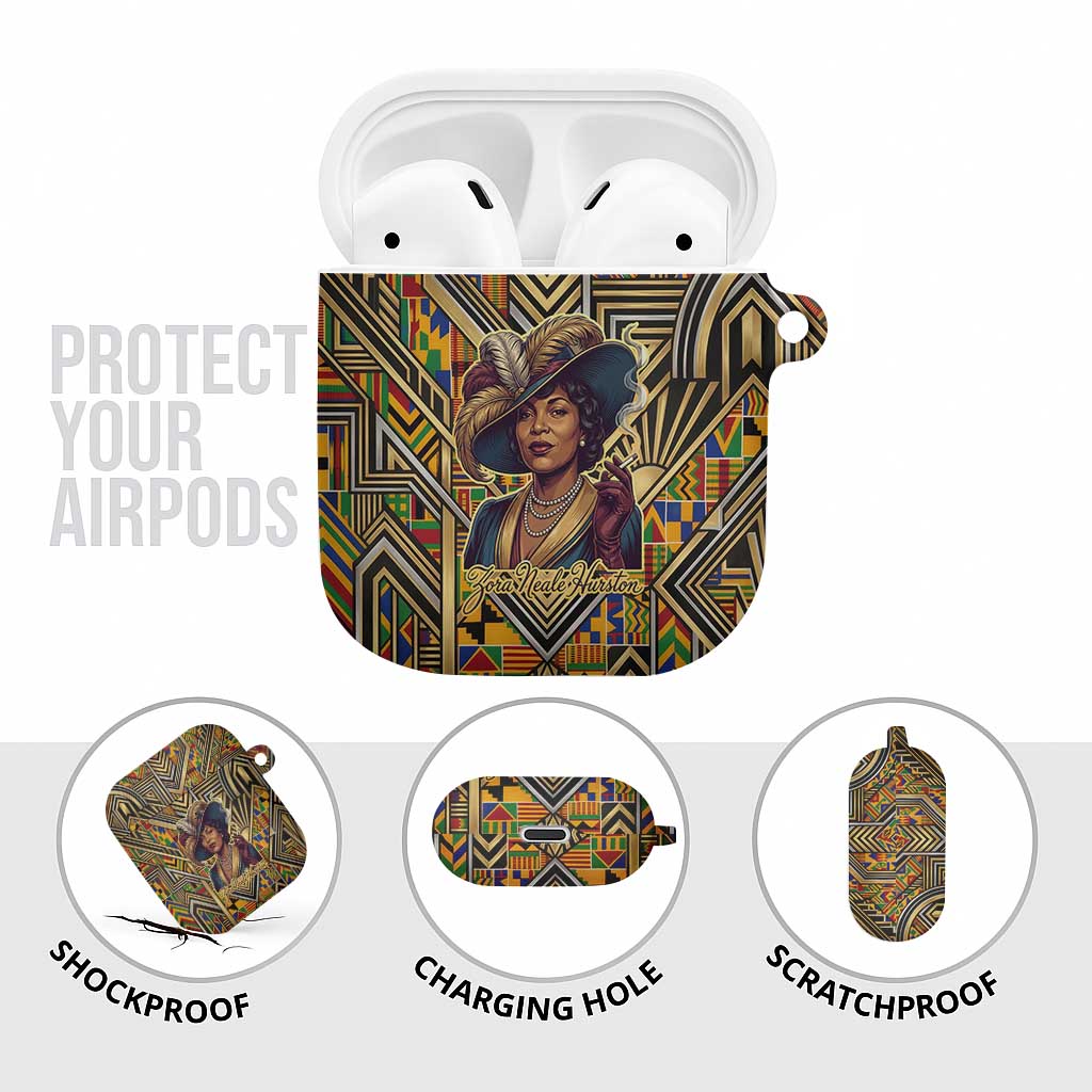 Zora Neale Hurston AirPods Case Bold Kente and Art Deco Pattern - I Am Not Tragically Colored - African Pride