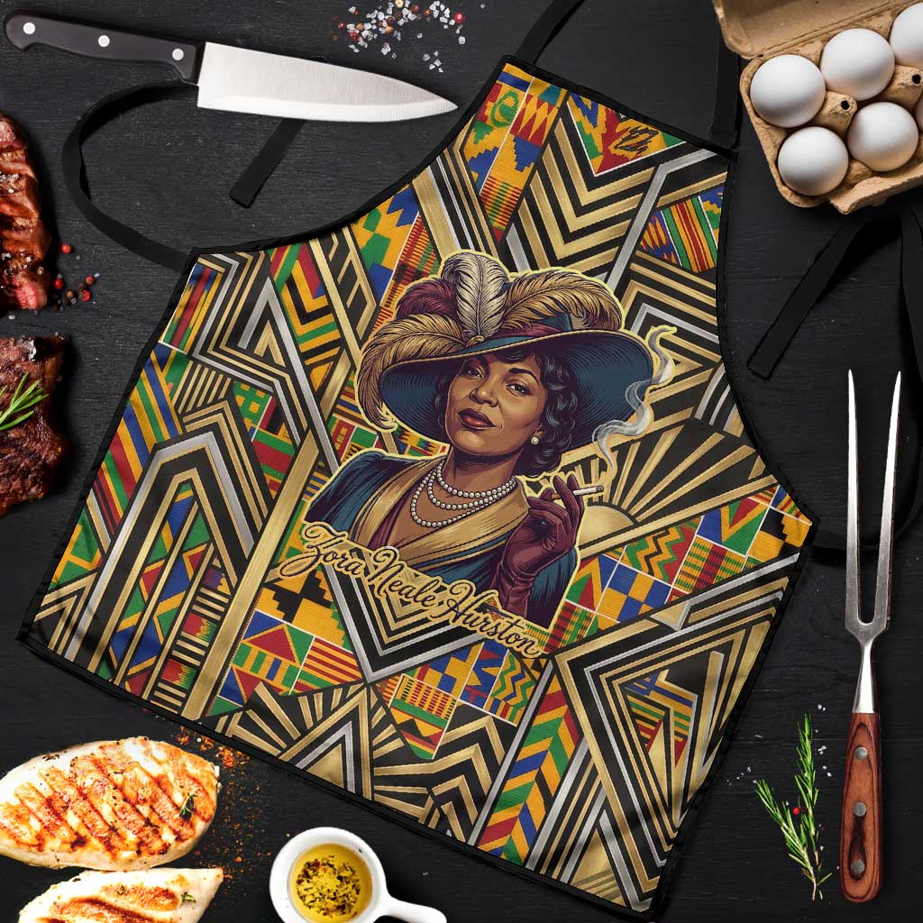 Zora Neale Hurston Apron Bold Kente and Art Deco Pattern - I Am Not Tragically Colored - African Pride