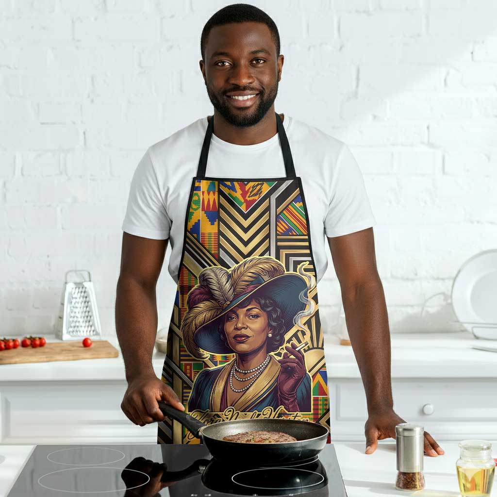 Zora Neale Hurston Apron Bold Kente and Art Deco Pattern - I Am Not Tragically Colored - African Pride