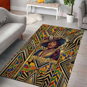 Zora Neale Hurston Area Rug Bold Kente and Art Deco Pattern - I Am Not Tragically Colored - African Pride