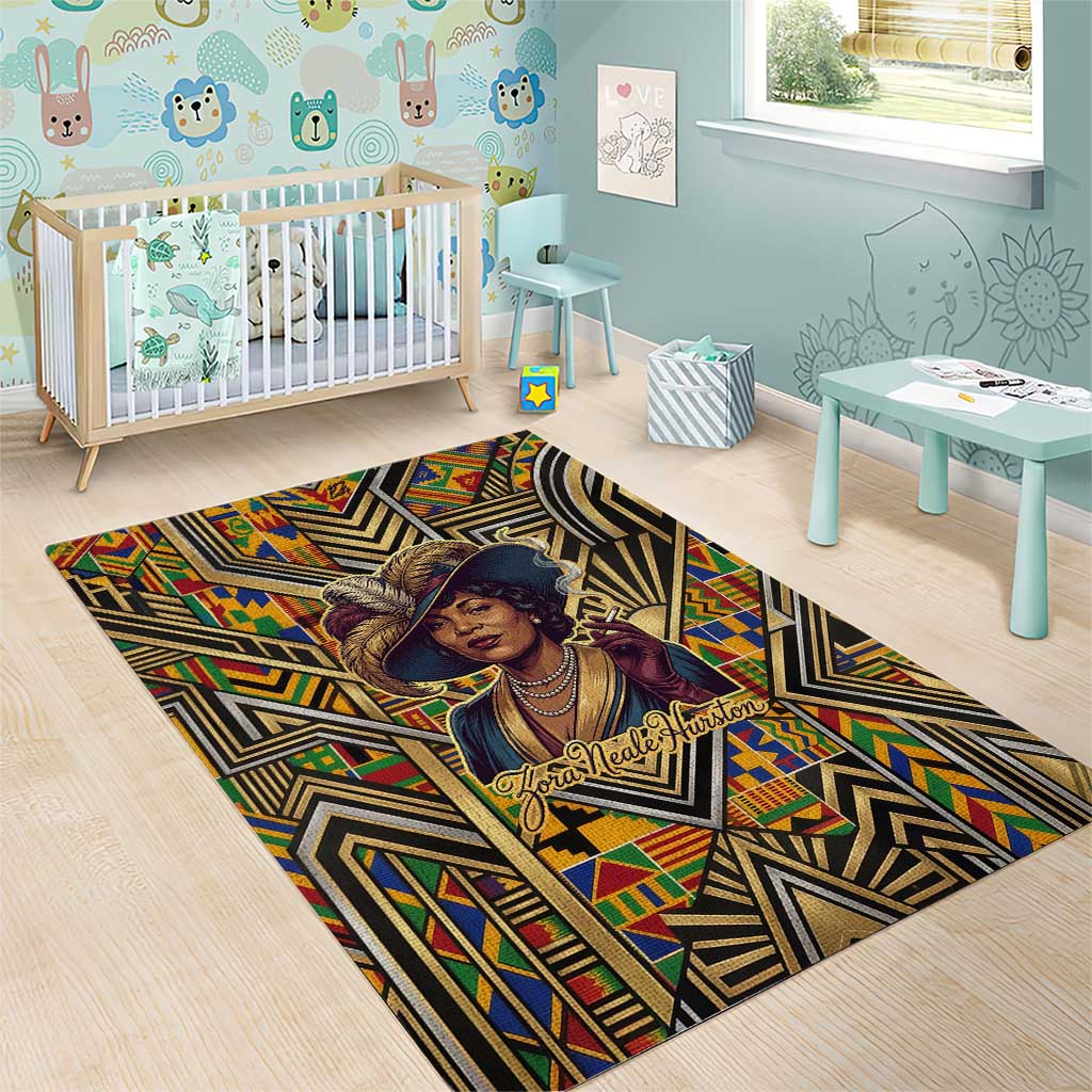 Zora Neale Hurston Area Rug Bold Kente and Art Deco Pattern - I Am Not Tragically Colored - African Pride