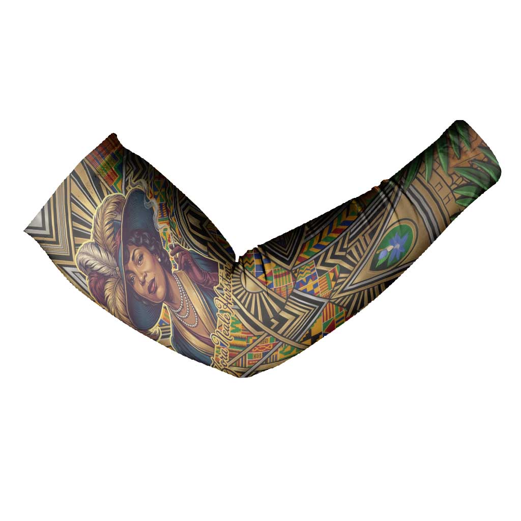 Zora Neale Hurston Arm Sleeves Bold Kente and Art Deco Pattern - I Am Not Tragically Colored - African Pride