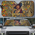 Zora Neale Hurston Auto Sun Shade Bold Kente and Art Deco Pattern - I Am Not Tragically Colored - African Pride