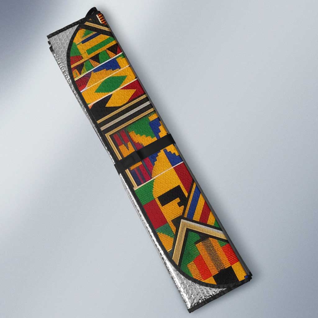 Zora Neale Hurston Auto Sun Shade Bold Kente and Art Deco Pattern - I Am Not Tragically Colored - African Pride