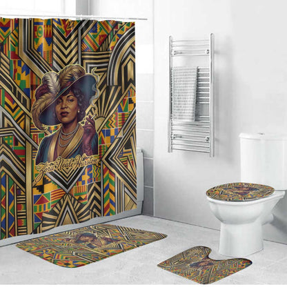 Zora Neale Hurston Bathroom Set Bold Kente and Art Deco Pattern - I Am Not Tragically Colored - African Pride