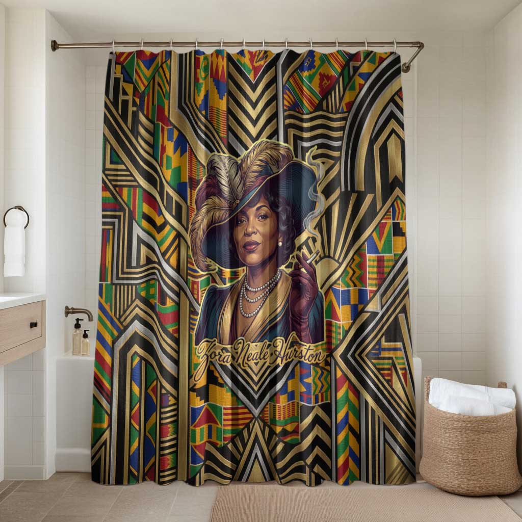 Zora Neale Hurston Bathroom Set Bold Kente and Art Deco Pattern - I Am Not Tragically Colored - African Pride