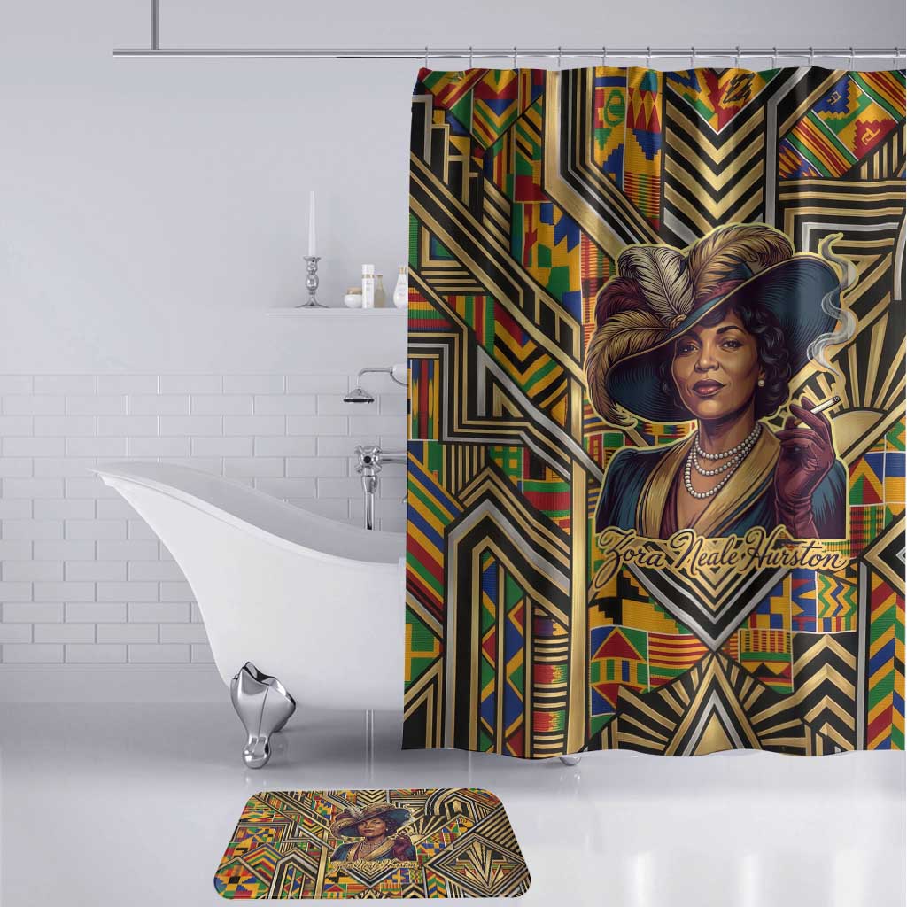 Zora Neale Hurston Bathroom Set Bold Kente and Art Deco Pattern - I Am Not Tragically Colored - African Pride