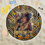 Zora Neale Hurston Beach Blanket Bold Kente and Art Deco Pattern - I Am Not Tragically Colored - African Pride