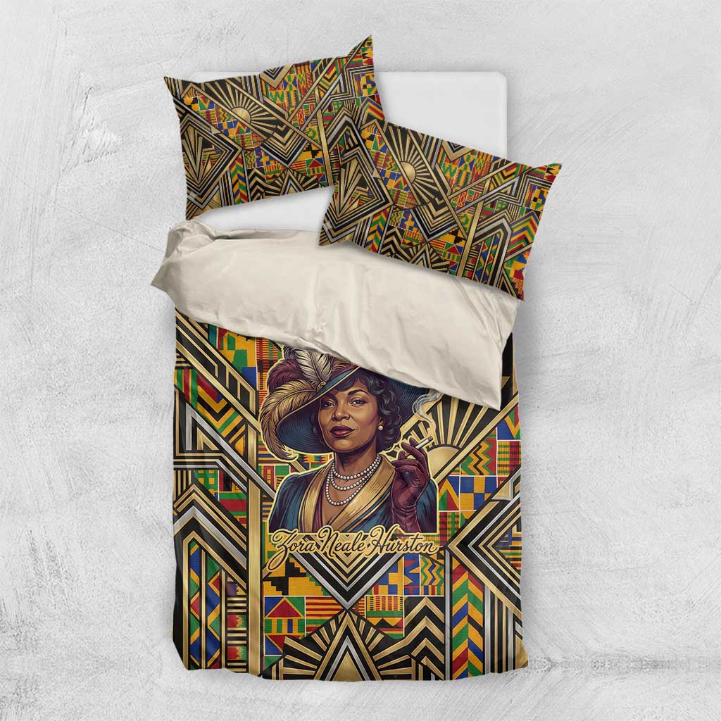 Zora Neale Hurston Bedding Set Bold Kente and Art Deco Pattern - I Am Not Tragically Colored - African Pride