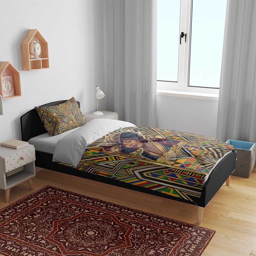 Zora Neale Hurston Bedding Set Bold Kente and Art Deco Pattern - I Am Not Tragically Colored - African Pride
