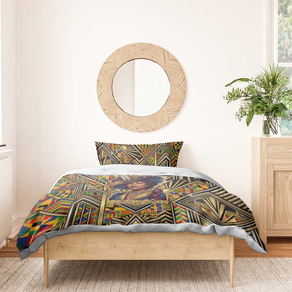 Zora Neale Hurston Bedding Set Bold Kente and Art Deco Pattern - I Am Not Tragically Colored - African Pride