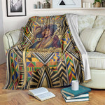Zora Neale Hurston Blanket Bold Kente and Art Deco Pattern - I Am Not Tragically Colored - African Pride