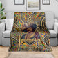 Zora Neale Hurston Blanket Bold Kente and Art Deco Pattern - I Am Not Tragically Colored - African Pride