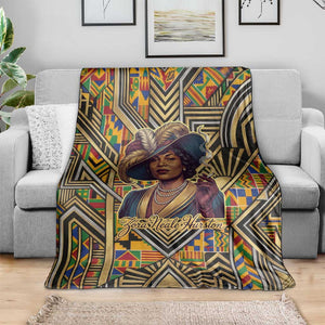 Zora Neale Hurston Blanket Bold Kente and Art Deco Pattern - I Am Not Tragically Colored - African Pride