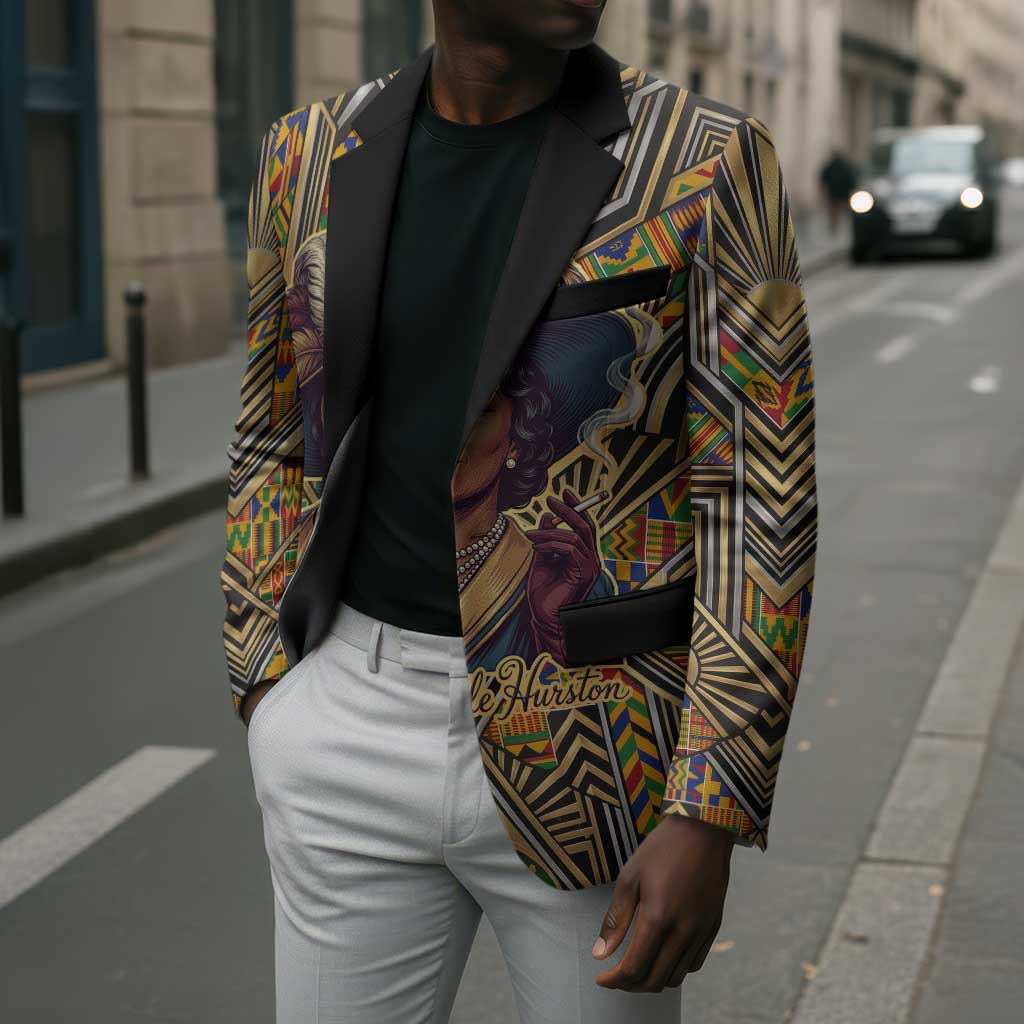 Zora Neale Hurston Blazer Bold Kente and Art Deco Pattern - I Am Not Tragically Colored - African Pride