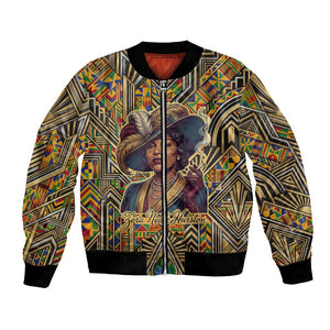 Zora Neale Hurston Bomber Jacket Bold Kente and Art Deco Pattern - I Am Not Tragically Colored - African Pride