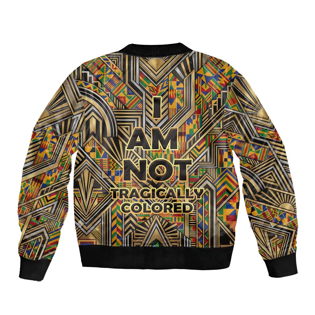 Zora Neale Hurston Bomber Jacket Bold Kente and Art Deco Pattern - I Am Not Tragically Colored - African Pride