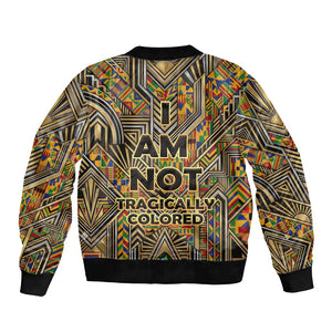 Zora Neale Hurston Bomber Jacket Bold Kente and Art Deco Pattern - I Am Not Tragically Colored - African Pride