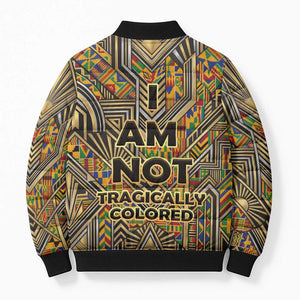 Zora Neale Hurston Bomber Puffer Jacket Bold Kente and Art Deco Pattern - I Am Not Tragically Colored - African Pride