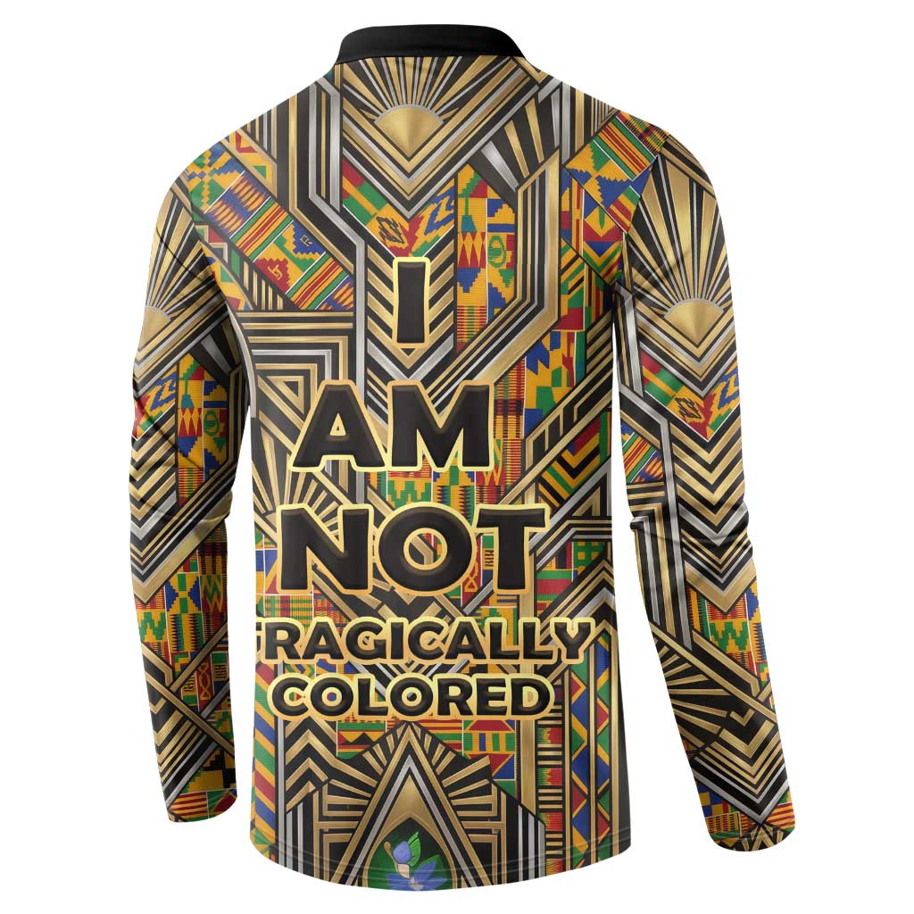 Zora Neale Hurston Button Sweatshirt Bold Kente and Art Deco Pattern - I Am Not Tragically Colored