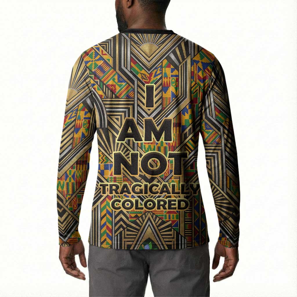 Zora Neale Hurston Button Sweatshirt Bold Kente and Art Deco Pattern - I Am Not Tragically Colored