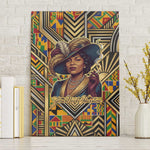 Zora Neale Hurston Canvas Wall Art Bold Kente and Art Deco Pattern - I Am Not Tragically Colored - African Pride