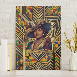 Zora Neale Hurston Canvas Wall Art Bold Kente and Art Deco Pattern - I Am Not Tragically Colored - African Pride