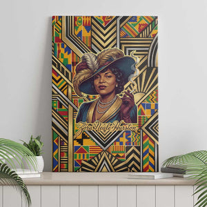 Zora Neale Hurston Canvas Wall Art Bold Kente and Art Deco Pattern - I Am Not Tragically Colored - African Pride