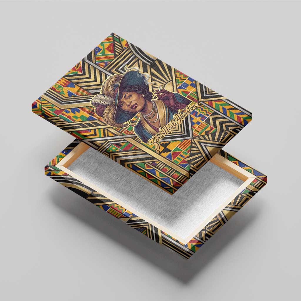 Zora Neale Hurston Canvas Wall Art Bold Kente and Art Deco Pattern - I Am Not Tragically Colored - African Pride